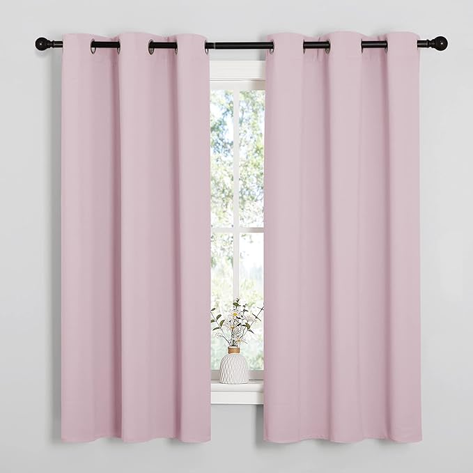 NICETOWN Baby Pink Blackout Curtains 68 inches Length for Laundry Room, 2 Panels, 42" Wide, Thermal Insulated Decoration Drapes for Office Window