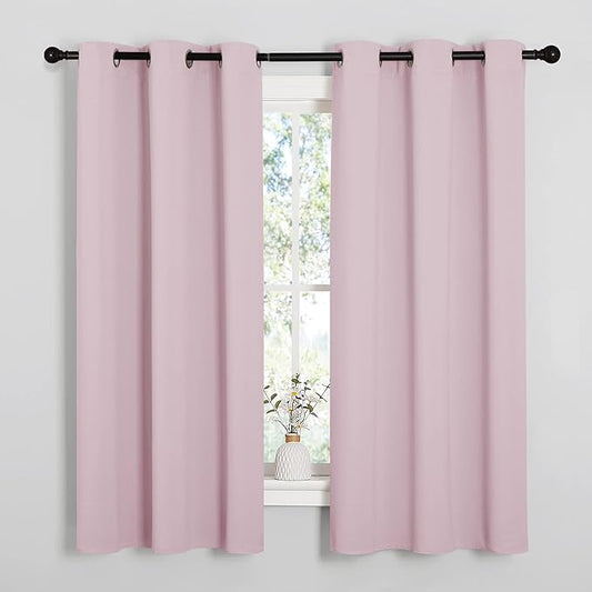 NICETOWN Baby Pink Blackout Curtains 68 inches Length for Laundry Room, 2 Panels, 42" Wide, Thermal Insulated Decoration Drapes for Office Window