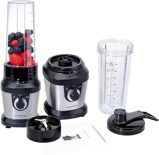 Epsilon Portable blender for Shakes and Smoothies – 400W Personal Blender with 24oz Portable Bottle, Electric Personal Blender Bottle with 4-Blade Assembly, Travel-Friendly and BPA-Free
