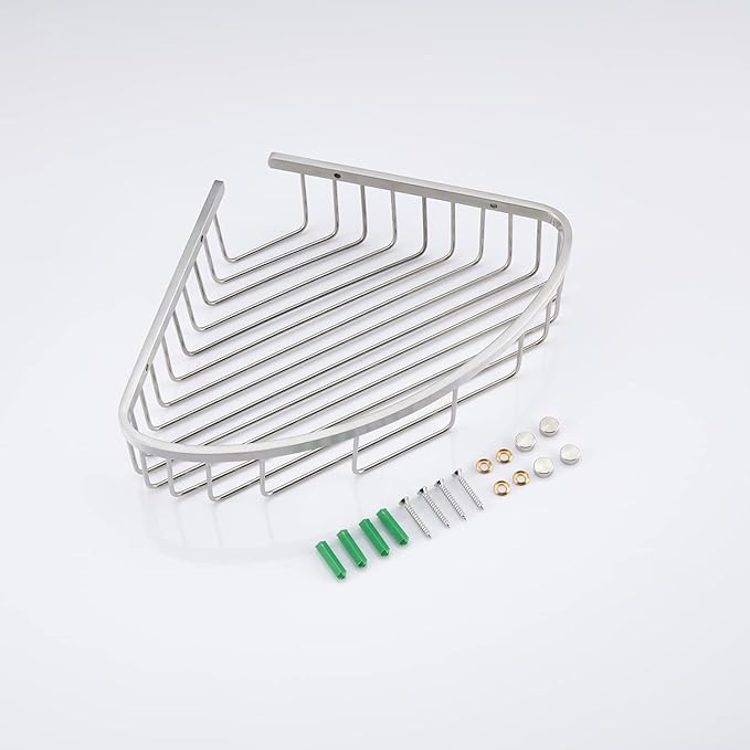 Bathroom Shower Caddy Corner Shelf, Corner-Hollow Design, Ultra Sturdy Rust-Proof Stainless Steel Shelf Organizer Shampoo Holder, Wall Mounted Storage Rack for Bathroom, Brushed Nickel