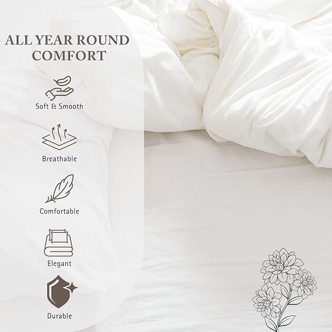 Full/Queen Duvet Cover 1000 Thread Count 100% Egyptian Cotton Luxury Hotel Quality Quilt Cover & Pillow Sham - 5 Piece All Season Duvet Cover Set with Zipper Closure, 6 Corner Ties