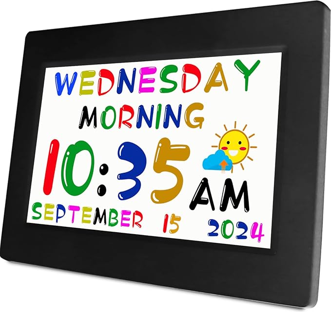 MASSII 2025 Digital Teaching Clock Talking Time, 24 Alarms Custom Reminders, Checklist to-Do List, Auto DST & Calendar Display, Sleep Trainer, Easy to Use for Kids Birthday Gift- Black with Remote
