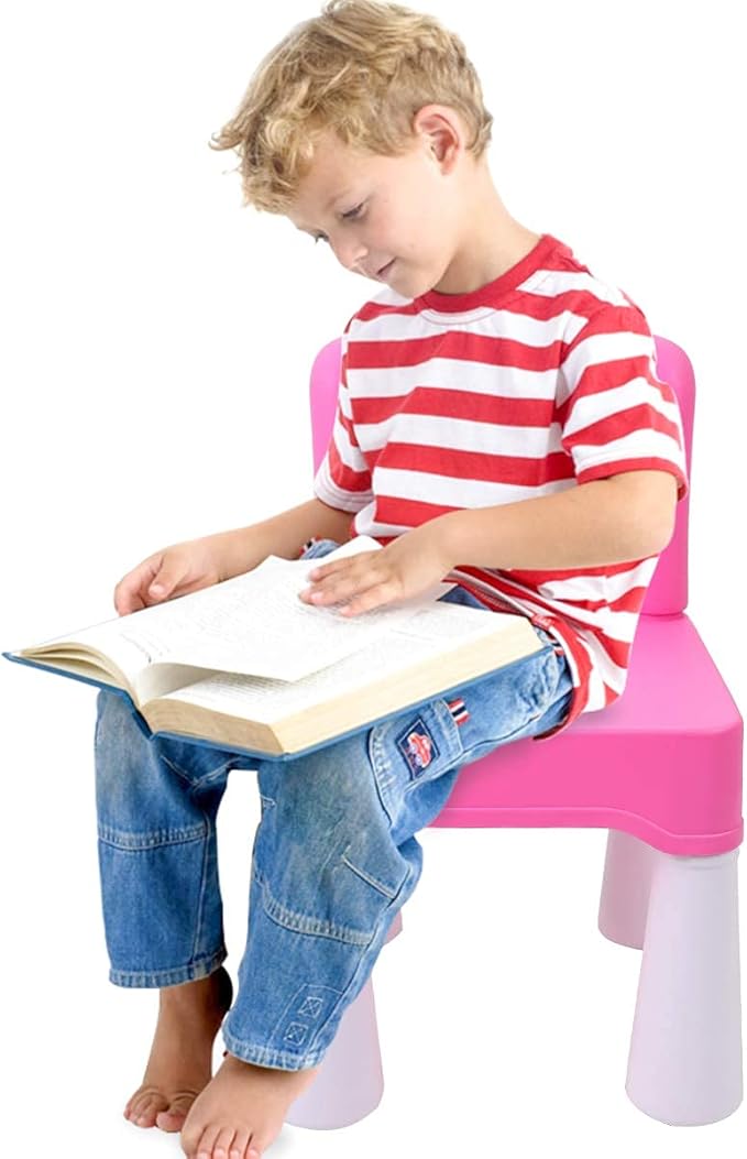 burgkidz Plastic Kids Chair, Durable and Lightweight, 9.3" Height Seat, Indoor or Outdoor Use for Toddlers Boys Girls Aged 2+ (Pink)