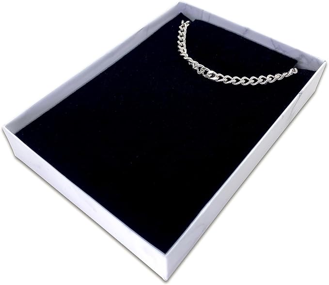 TheDisplayGuys - 12-Pack Cardboard Kraft Paper Jewelry Gift Boxes w. Velvet Padding - Earrings/Ring/Necklace - Marble White - #53 (5.4" x 3.9" x 1.0")