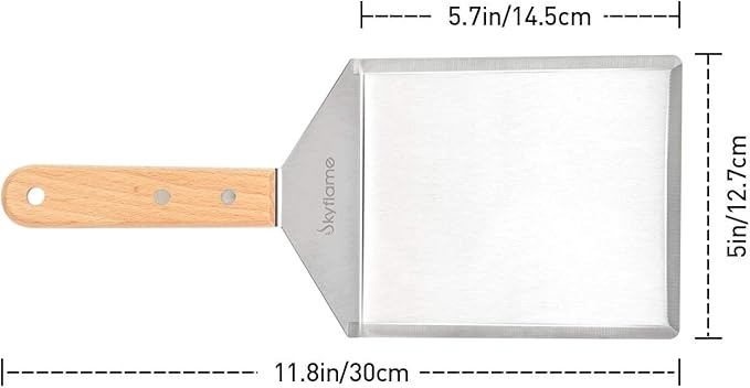 Skyflame Stainless Steel Griddle Spatula - Griddle Accessories 6 x 5 in Hamburger Turner Scraper with Cutting Edge, Great for Pancake Flipper, BBQ Grill and Flat Top Griddle (1)
