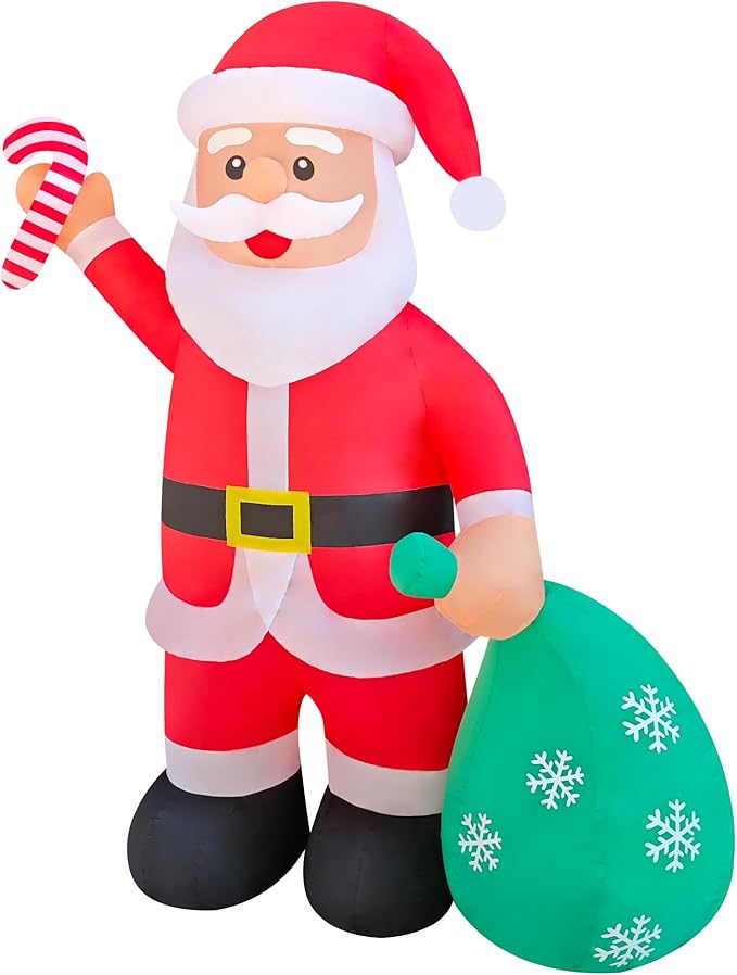 12ft Giant Santa with Gift Bag Christmas Inflatable Yard Decor Build-in LED Outdoor Blow up Christmas Decorations for Yard/Lawn/Garden (12ft Santa)