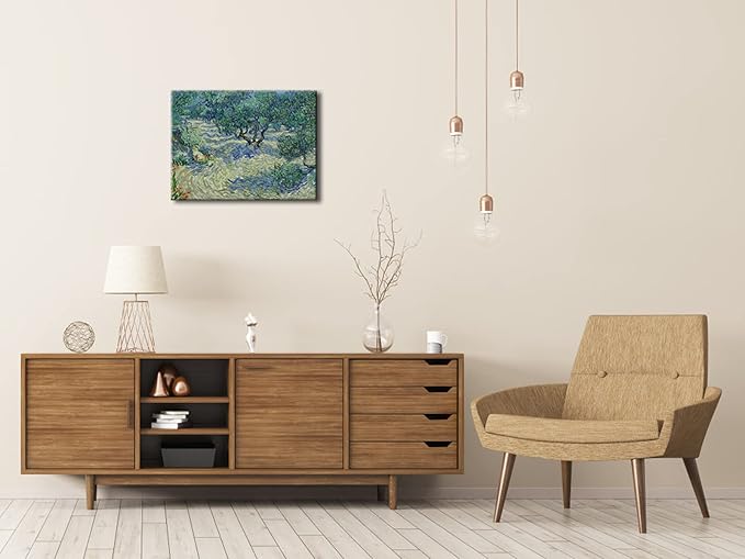 Wieco Art Olive Grove Canvas Print of Vincent Van Gogh Wall Art Paintings Reproduction Field Pictures Artwork for Living Room Wall Decor and Home Decorations