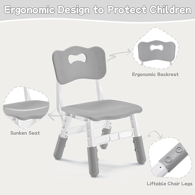 Toddler Table and Chair Set for Ages 3-8, Adjustable Kids Table and Chairs for Reading,Drawing, Eating, Children Activity Table with Graffiti Tabletop for Daycare/Classroom/Home/Preschool
