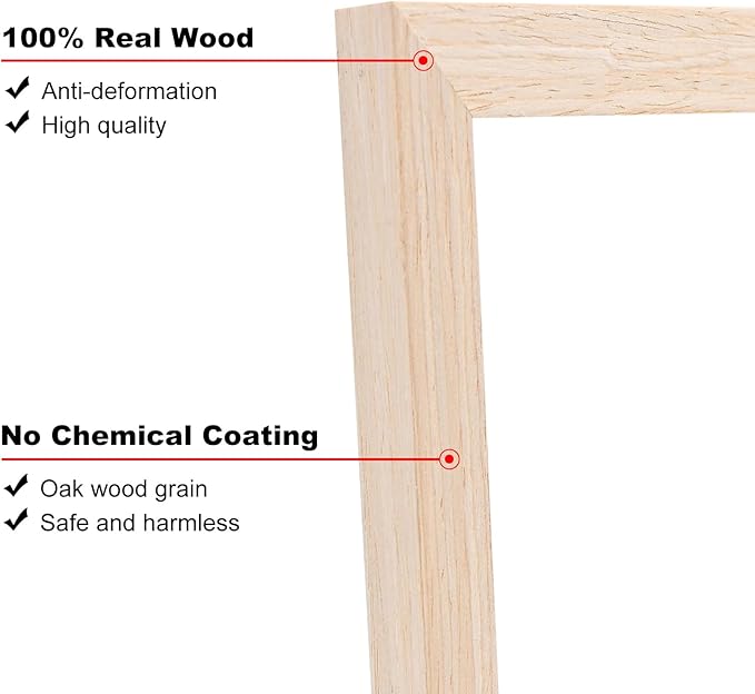 KINLINK 4x6 Picture Frames White Oak, Light Wood Frames with Acrylic Plexiglass for 3.5x5 with Mat or 4x6 without Mat, Tabletop and Wall Mounting Display, Set of 4