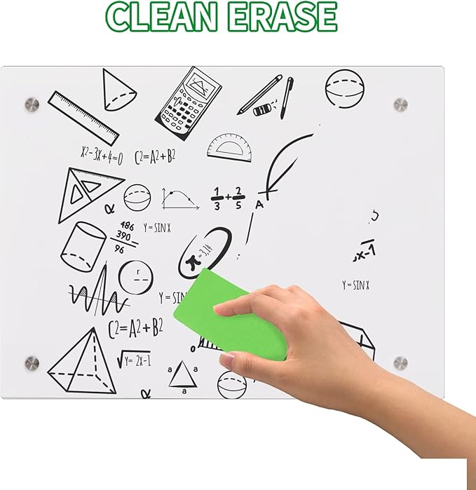 iCAGY Acrylic Dry Erase White Board for Wall - Wall-Mounted Whiteboard for Office Home and Kids - Sleek Design, Easy Installation, Rounded Corner, 18" x 24", White