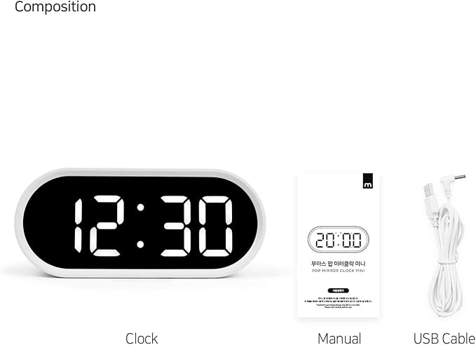 mooas Pop Mirror Digital Alarm Clock, LED Desk Pink Clock with Nightlight, Snooze, Temperature, Battery Operated Small Size Cute Mini Clock for Kids Girls Bedroom Livingroom Office (Pink)