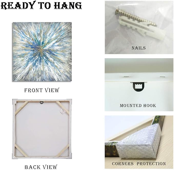 TAR TAR STUDIO Canvas Wall Art Abstract Paintings: Modern Artwork Hand Painted Painting for Office (24''W x 24''H, Multiple Sizes)