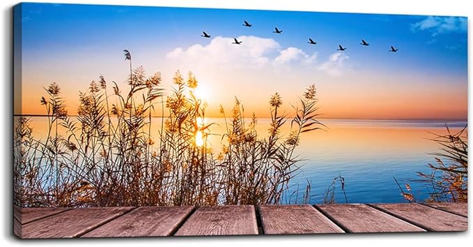 Wall Art for living room Canvas Print Artwork Wall Art Decor Blue ocean waves sun seaview Poster painting bedroom wall decorations Seascape Canvas Prints Picture Office Works Home bathroom wall decor