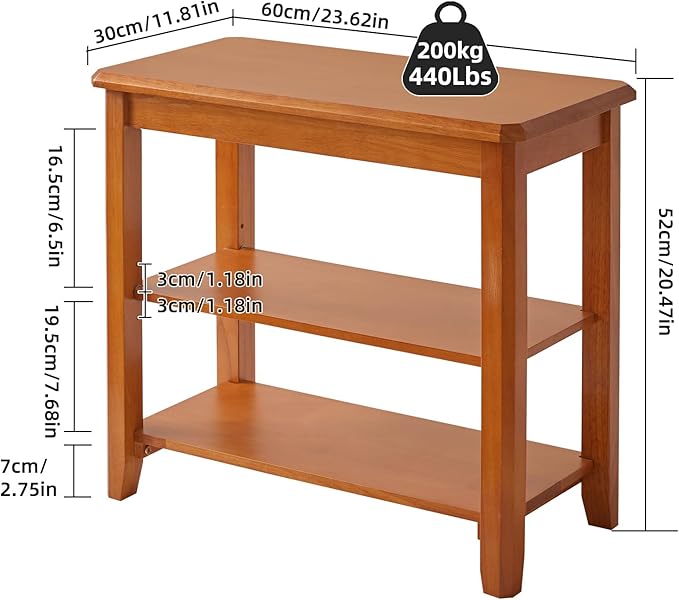 Wood Shoe Bench, 3 Tiers Shoe Storage Bench Height Adjustable, Entryway Bench for Hallway, Cherry Wood YD-WD05N