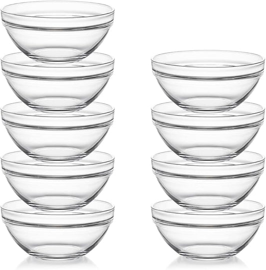 Sweejar 4 inch Small Glass Bowls Set, 7 oz Prep Bowls for Cooking, Small Bowls for Kitchen, Dessert Bowls for Ice Cream, 9 pack