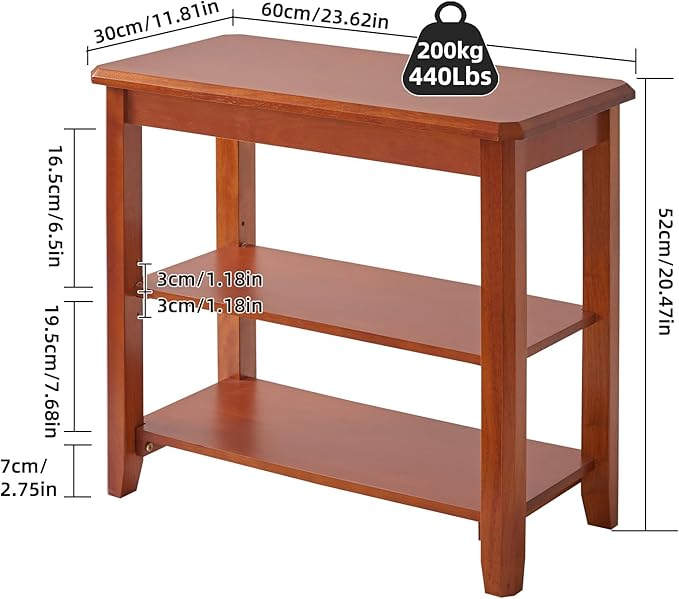 Shoe Bench, 3-Tier Wood Heavy Duty Shoe Organizer Shelf for Entryway, Living Room Brown YD-WD05H