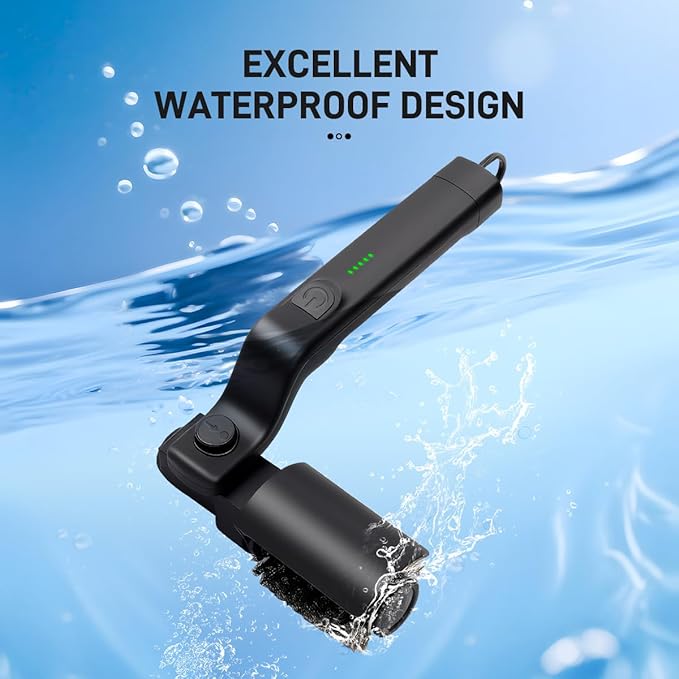 Automatic Electric Grill Cleaner - Rechargeable BBQ Brush w/Stainless Steel Head & Abrasive Replacement, Outdoor Grill Scraper Tool (Black)