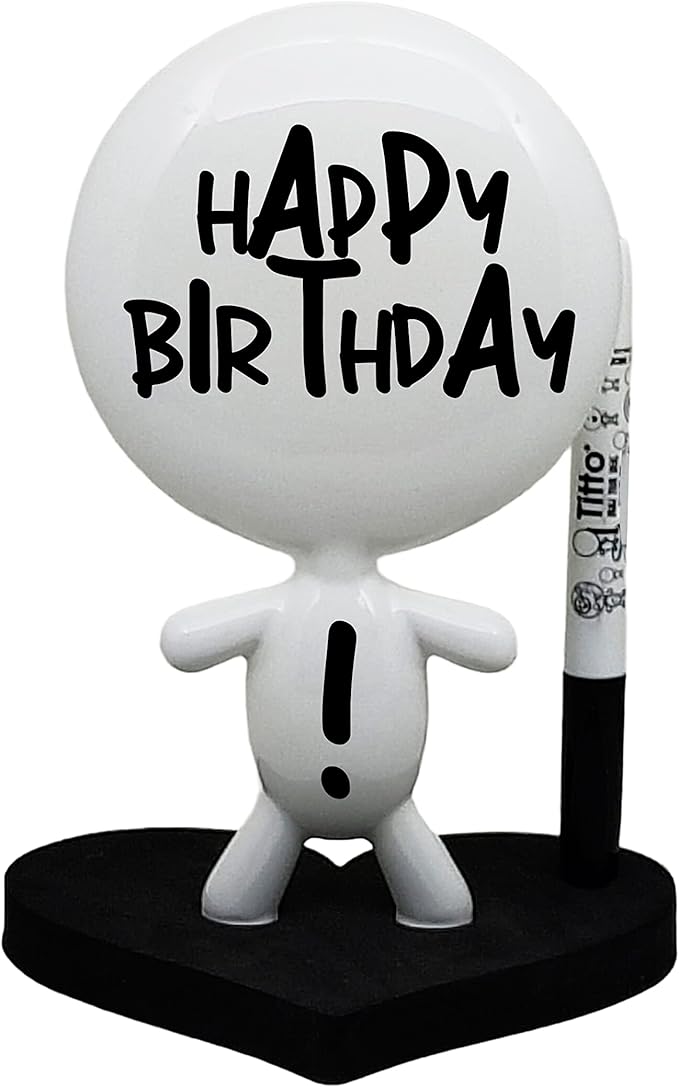 Dry Erase Board - TITTO in Love, Draw Your Ideas - Ceramic Doll - Black Office Design Desk - Coworkers Office Gift - Home Gift (Black)