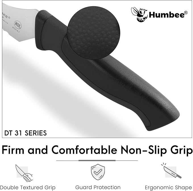 6-Inch Offset Serrated Bread Knife, Premium High Carbon Stainless Steel Blade Knife for Bread with Ergonomic Handle, NSF Certified, DT-31 Series, Black