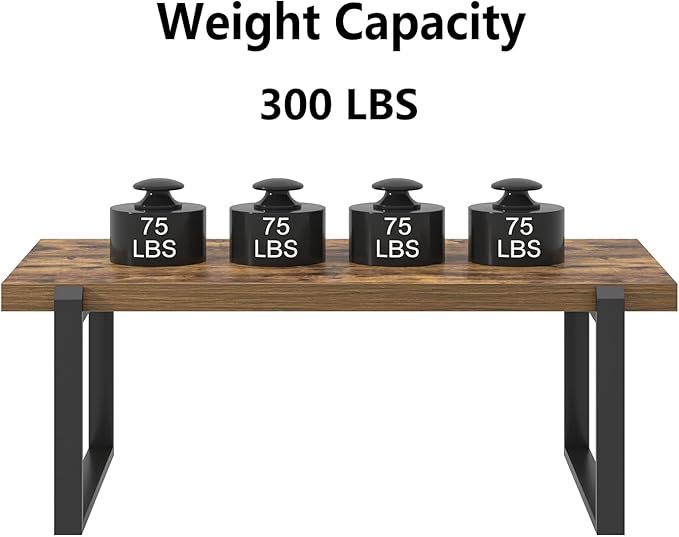 EXCEFUR Modern Coffee Table, Industrial Wood and Metal Center Table, Cocktail Tea Table for Living Room Home Office, Rustic Brown, 44 Inch