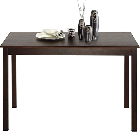 Dining Table for 4 People Kitchen Table with Wood Legs Dinner Table for Apartment Living Room Dining Room Office Kitchen Home Furniture Rectangular Modern, Brown