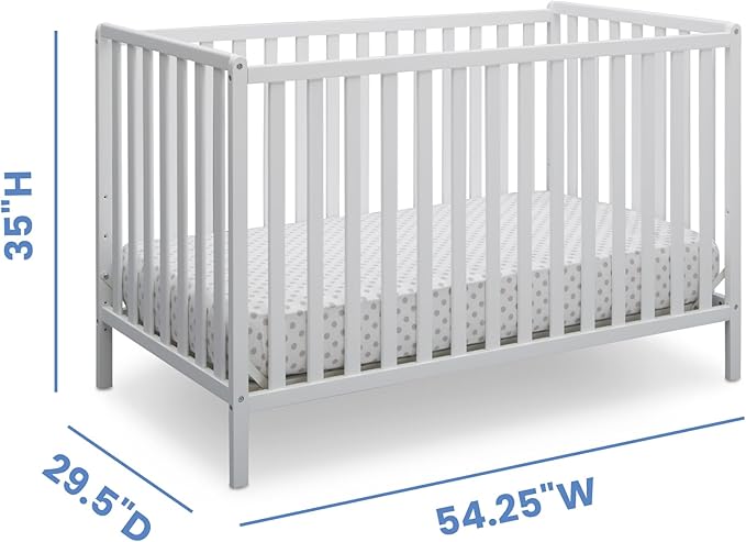 Delta Children Heartland 4-in-1 Convertible Crib - Greenguard Gold Certified, Bianca White