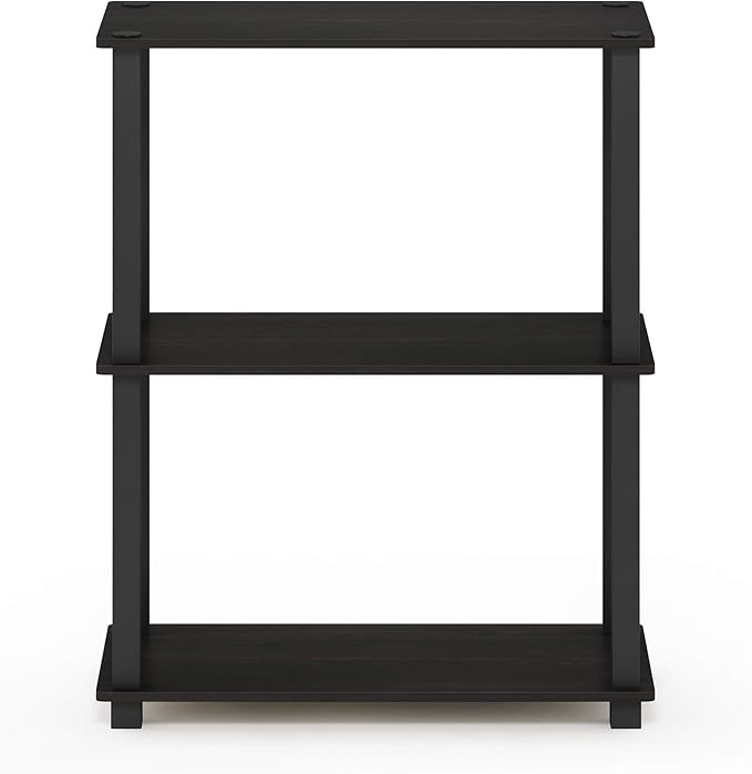 Furinno Turn-S-Tube 3-Tier Compact Multipurpose Shelf Display Rack with Square Tube, Espresso/Black
