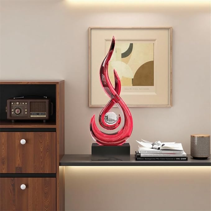 AWNR Abstract Art Deco Decor Statues for Home,Shelves,Table,Living Room, Dining Room,Modern Sculpture Decoraciones of Homes for Sale (Transparent red)