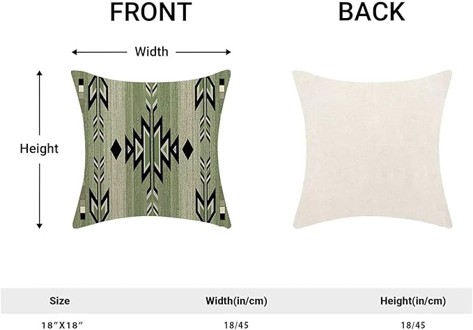 Boho Sage Green Carpet Throw Pillow Covers 18x18 Set of 2, Rustic Tribal Decorative Throw Pillow Covers Antique Sage Green Linen Outdoor Cushion Cover for Sofa Couch Farmhouse Decor