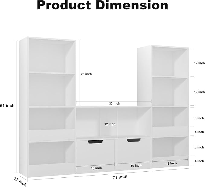 4 Tier Kids Bookshelf and Toys Storage Organizer - Bookcase for Kids Room,9 Cube Toys Bookshelf with 2 Drawers,Book Shelf for Living Room Nursery for Children, Toddlers, Gifts,White
