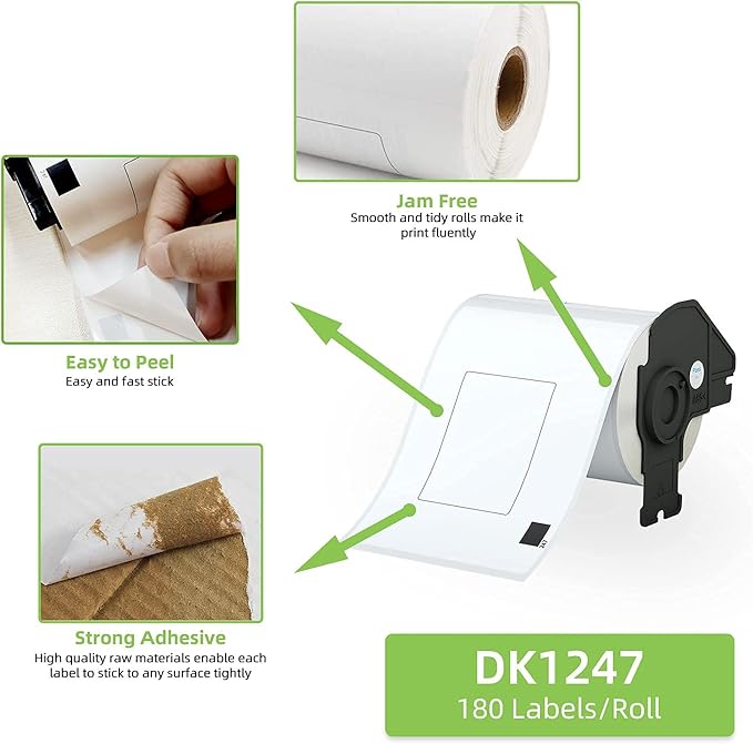 Compatible 4.07" x 6.4" Die-Cut Large Labels Replacement for DK-1247 Shipping Address Compatible with Brother QL-1110NWB Label Printers (12 Rolls + 1 Frame, 180 Labels/Roll)