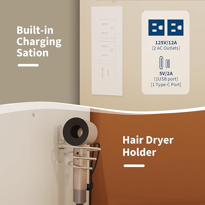 Vanity Desk with Large Mirror and Lights, Makeup Vanity Desk Set with Power Outlet, Stool, 10 Drawers Storage, Magnifying Glass, Hairdryer Holder, 3 Lighting Color Adjustable for Bedroom (White)