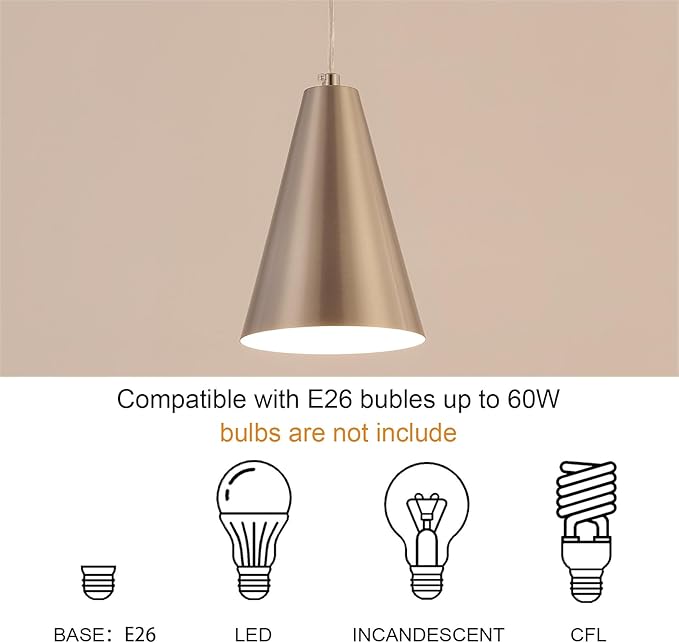 Brushed Nickel Pendant Lights Kitchen Island,Dining Room Light Fixtures Over Table 3 Pack with Silver Cone Metal Shade, Modern Farmhouse Small Chandeliers,Adjustable Cord Hanging Lighting for Sink