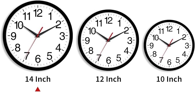 14 Inch Wall Clock Modern Battery Operated Silent Non Ticking Large Analog Clock for Living Room Office Home Bedroom Kitchen Bathroom(Black)