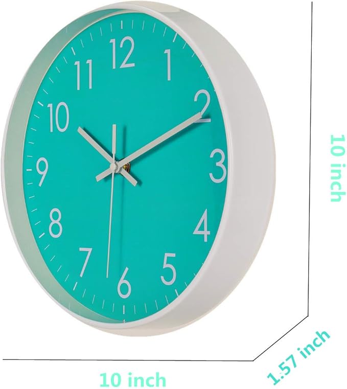 Indoor Silent Non-Ticking Quartz Modern Simple Wall Clock Digital Quiet Sweep Movement Office/Kitchen/School/Living Room Decor 10 Inch