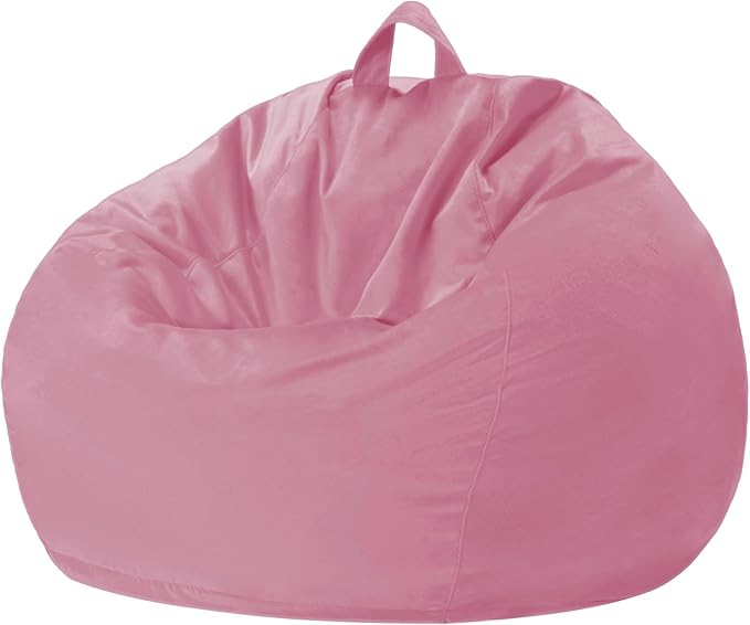 Homguava 2FT Bean Bag Chair: 2' Bean Bags with Memory Foam Filled,Comfy Beanbag Chairs Round Bean Bag Sofa with Dutch Velvet Cover-Dusty Pink