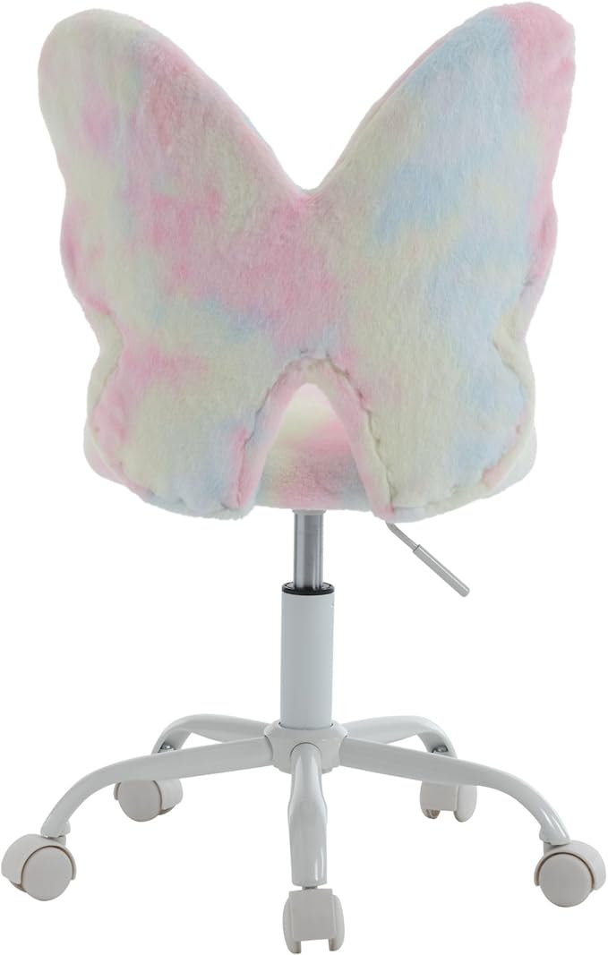 Butterfly Kids Desk Chairs Girls Students Study Chair Adjustable Computer Chairs Furry Swivel Office Child Reading Chair for Home/Bedroom/School/Dorm, Colorful