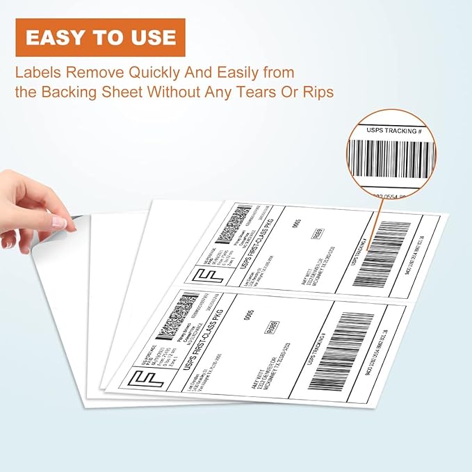 BESTEASY 1000 Half Sheet Self Adhesive Shipping Labels, Laser/Ink Jet White Blank Shipping Labels 8.5" x 5.5" Address Labels (500 Sheet Total 1000 Labels)