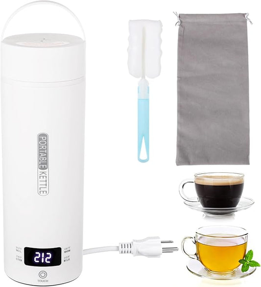Portable Travel Electric Kettle, 16.9 oz Tea Kettle, 316 Stainless Steel Liner, 4 Temperature Settings, LCD Display, Auto Shut-Off & Fast Boiling, Mini Water Boiler for Home, Office