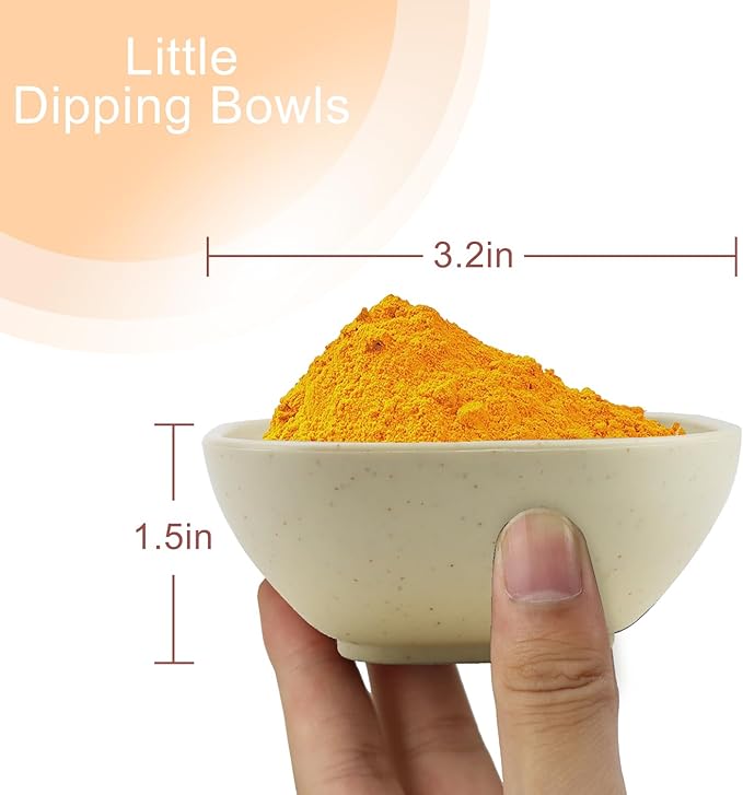 6-Pack Wheat Straw Dipping Bowls, 5oz - Unbreakable, Microwave & Dishwasher Safe for Ketchup, Sushi, Condiments - Beige Series