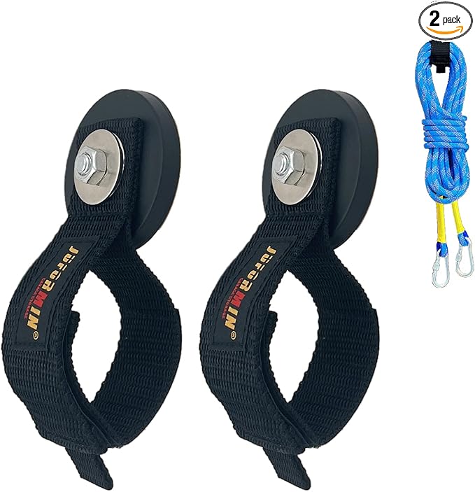 Heavy Duty Magnetic Hook, Magnetic Tool Holder, Magnetic Garage Hooks, Extension Cord Strap for Cable, Rope, Wire Storage in Garage,Workshop,RV,Pick-up(Dia.2.59" Magnet * 2Pcs)