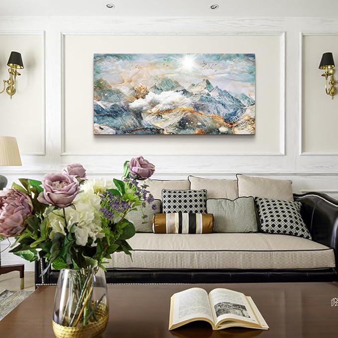 Lapremoly Abstract Canvas Wall Art For Living Room Large Wall Decor For Bedroom Office Wall Decoration Mountain Landscape Wall Painting Framed Pictures Decor Artwork Farmhouse Home Wall Art 20"X40"