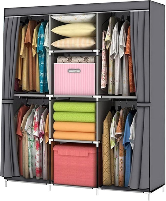 Wardrobe Storage Closet Clothes Portable Wardrobe Storage Closet Portable Closet Organizer Portable Closets Wardrobe Closet Organizer Shelf Wardrobe Clothes Organizer Standing Closet Gray