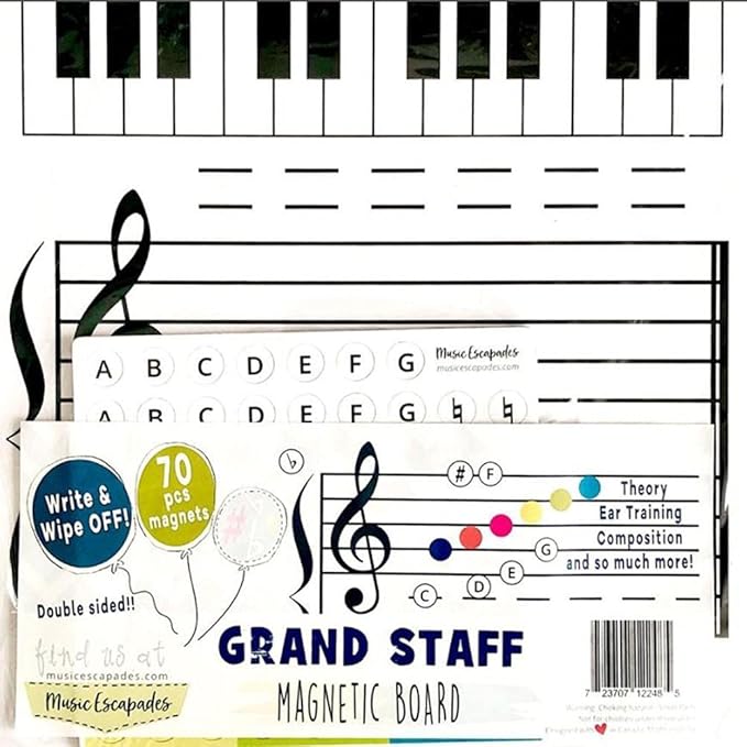 Dry Erase Music Staff White Boards, Magnetic Dry Erase Board Note Reading Borad for Music Lessons Piano Teaching Music Gift, Double Sided Music Staff Whiteboard for Kids Students