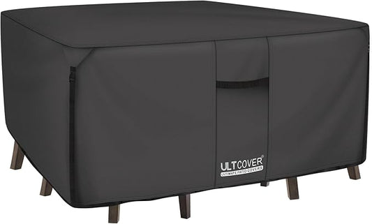 ULTCOVER 600D Tough Canvas Heavy Duty Square Patio Table and Chair Cover - Waterproof Outdoor General Purpose Furniture Covers 54 inch, Black