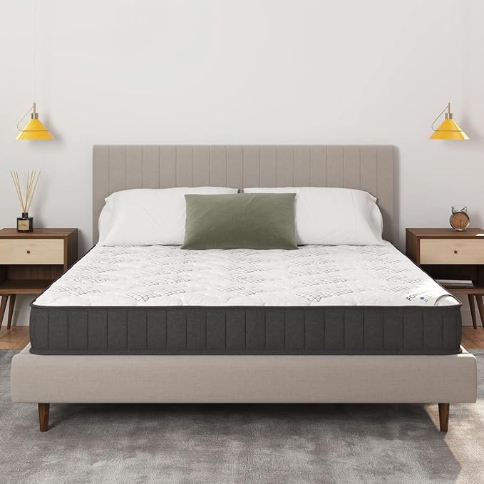 Ottomanson Queen 9" Hybrid Mattress - Medium-Firm Support - Made in USA - Individually Pocketed Coils & CertiPUR-US Foam - Fiberglass-Free - Bed in a Box
