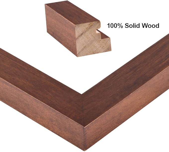 RPJC 11x14 Picture Frames Made of Solid Wood and High Definition Glass Display Pictures 8x10 with Mat or 11x14 Without Mat for Wall Mounting Photo Frame Brown