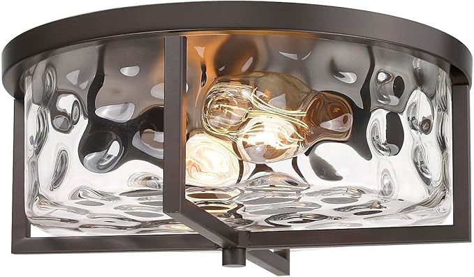 Kitchen Ceiling Light Fixtures, 13" Flush Mount Ceiling Light, Modern Close to Ceiling Light Fixtures, Hammered Glass Flush Ceiling Light Antique Ceiling Light for Kitchen,Dining Room,Hallway