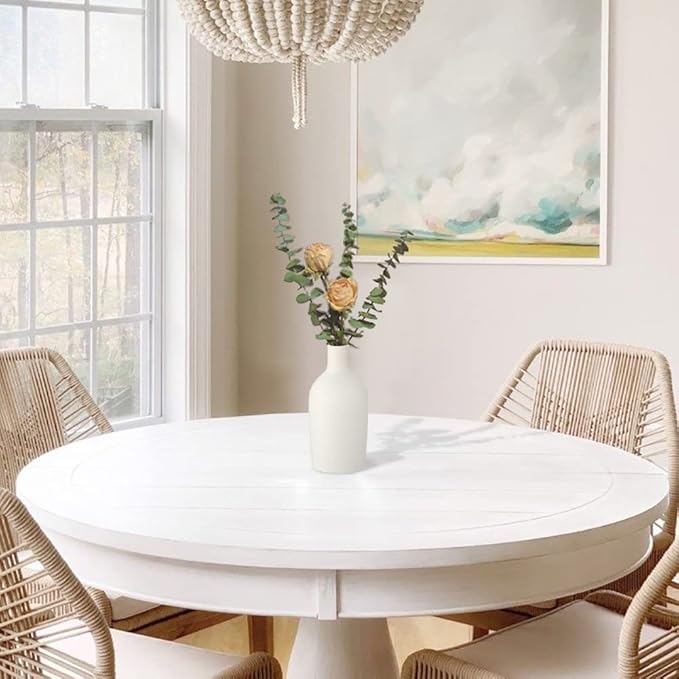 Oairse White Ceramic Cracked Effect Vase, Small Modern Vase for Pampas Grass, Decorative Centerpiece, Minimalist Home Decor