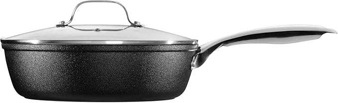 Starfrit The Rock Diamond 10PC Non-Stick Set - Durable Forged Aluminum - Oven Safe - PFOA Free - Easy to Clean - Black